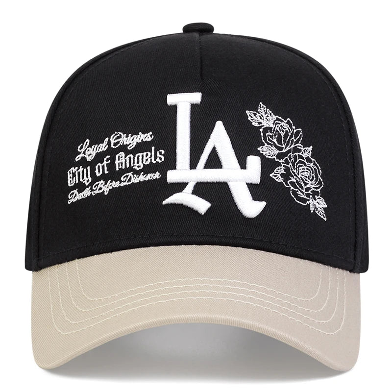 Svart justerbar keps med brodyren: LA - Loyal Origins - City of Angels - Death Before Dishonor