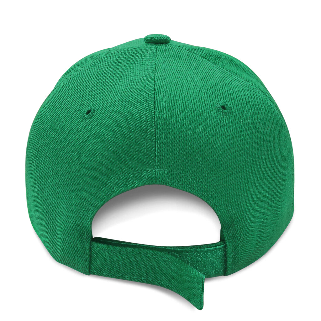 Justerbar grön keps med structured fit som passar huvuden med en omkrets på 55–60 cm