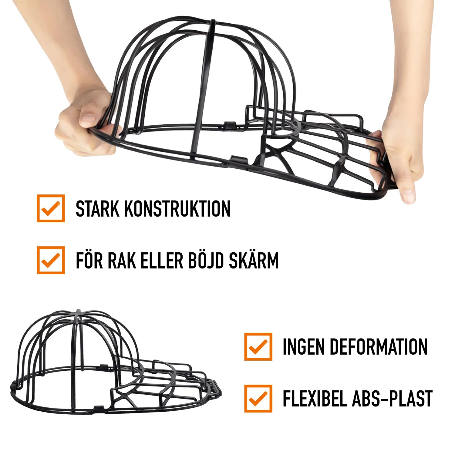 Keps-ställning för tvättmaskin och diskmaskin som håller dina kepsar säkra från deformation