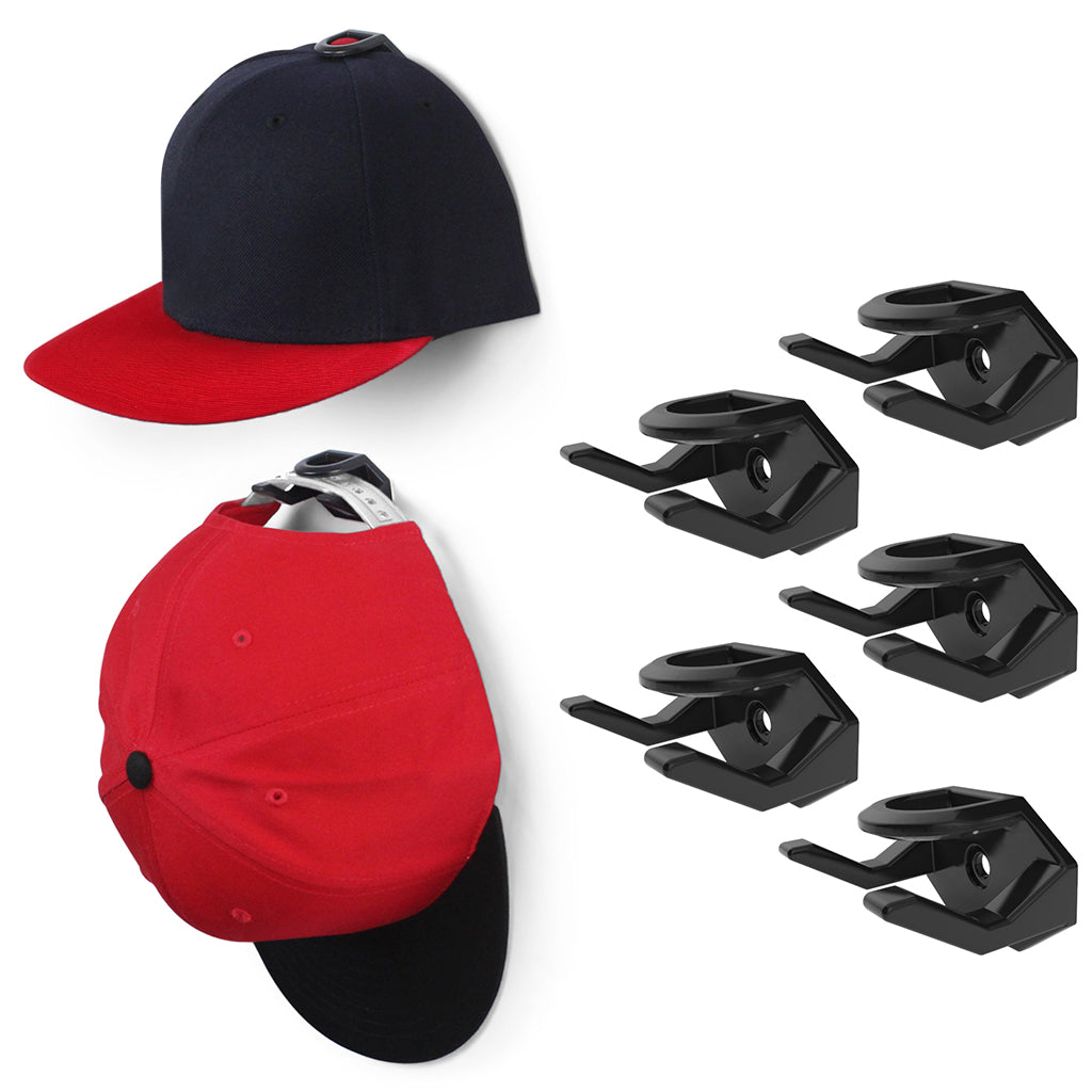 Svart väggmonterad kepshållare för enkel och organiserad förvaring av kepsar på väggen