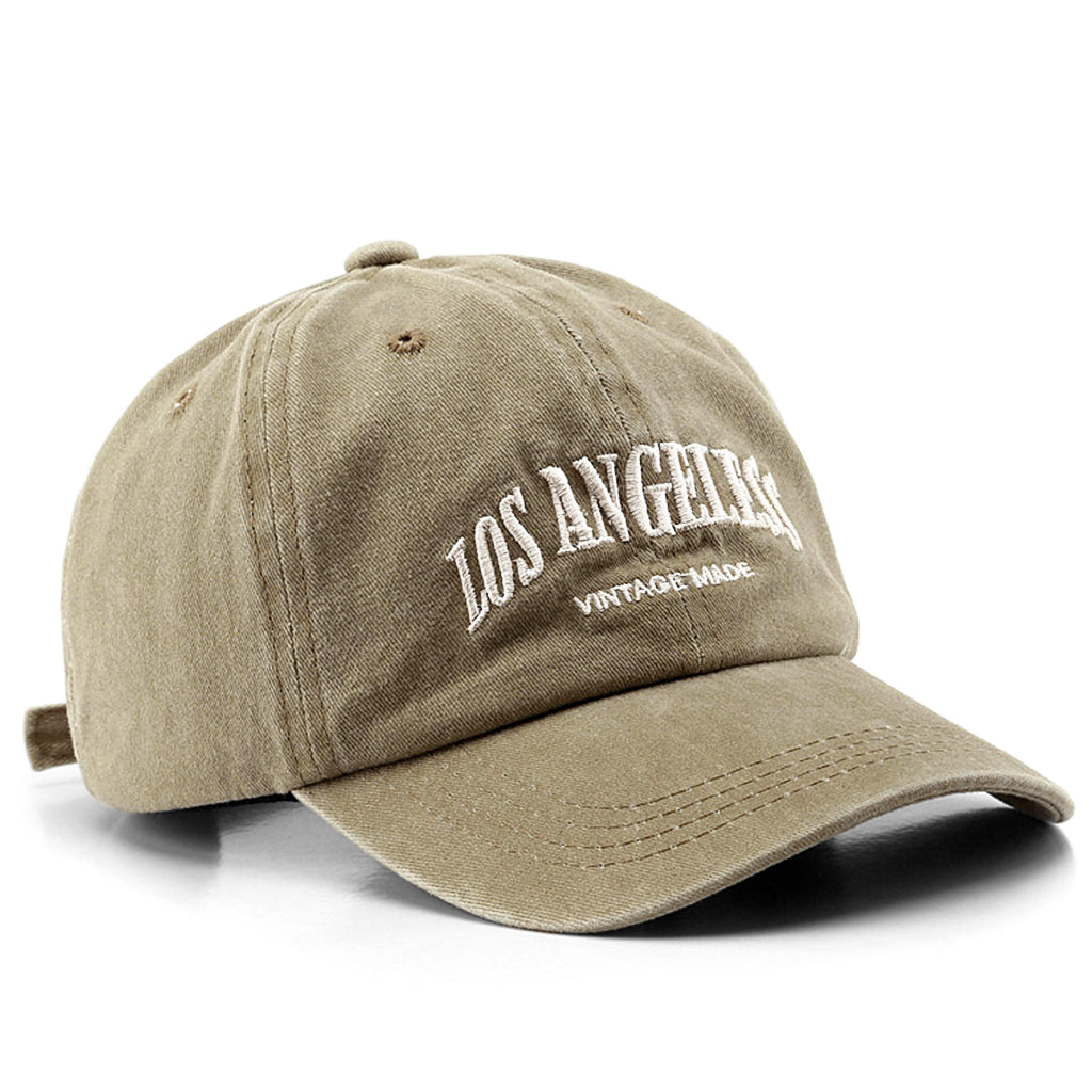 Khakifärgad dad hat keps med retro Los Angeles (LA) brodyr