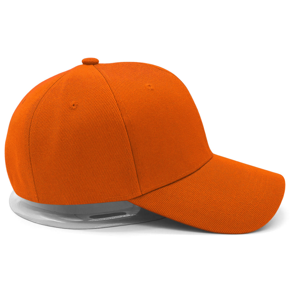 Orangefärgad keps för herr i modern baseboll-design med små ventilhål upptill