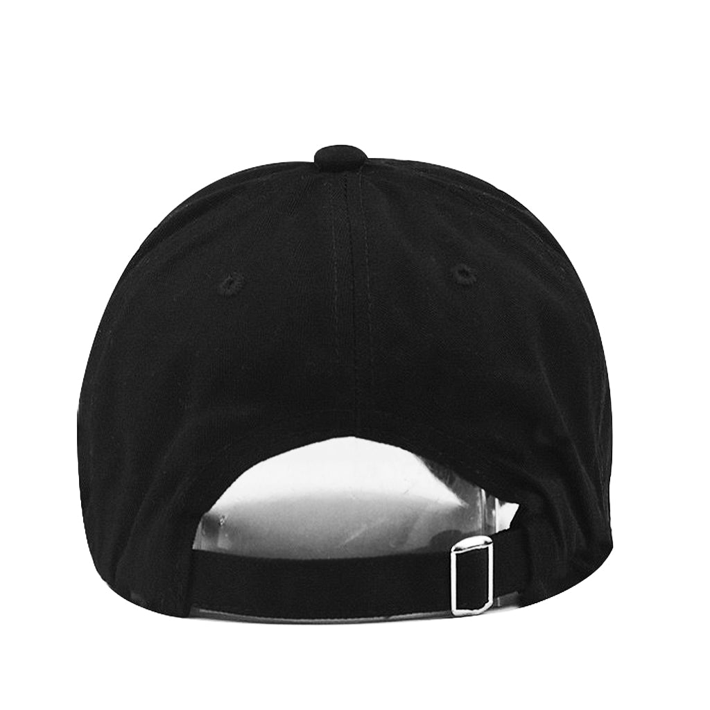 Svartfärgad, stentvättad keps med Los Angeles-tryck framtill