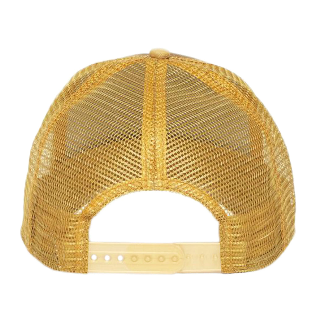 Khaki-, beige och gulfärgad trucker keps med örn på och texten HIGH