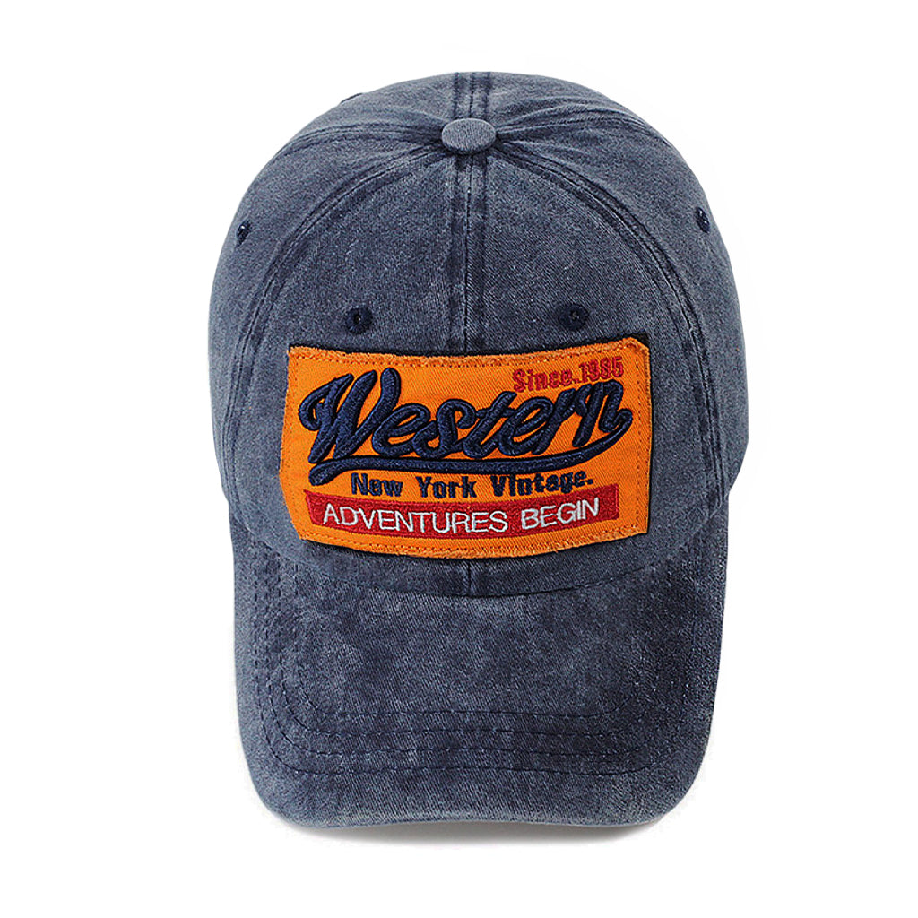 Western vintage blå justerbar keps