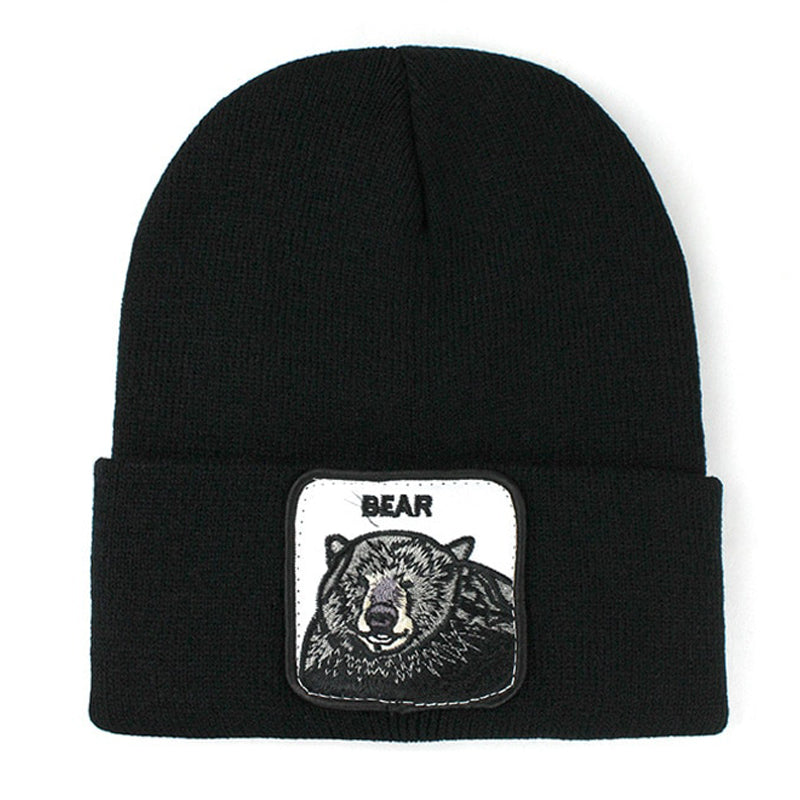 Animal Bear Svart Uppvikt Mössa