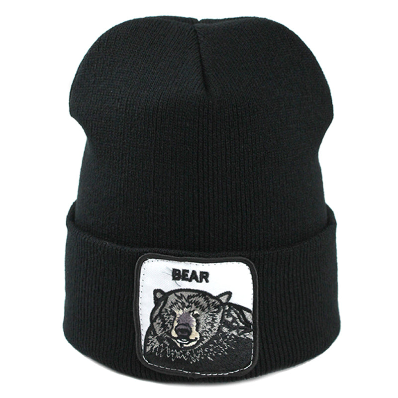 Animal Bear Svart Uppvikt Mössa