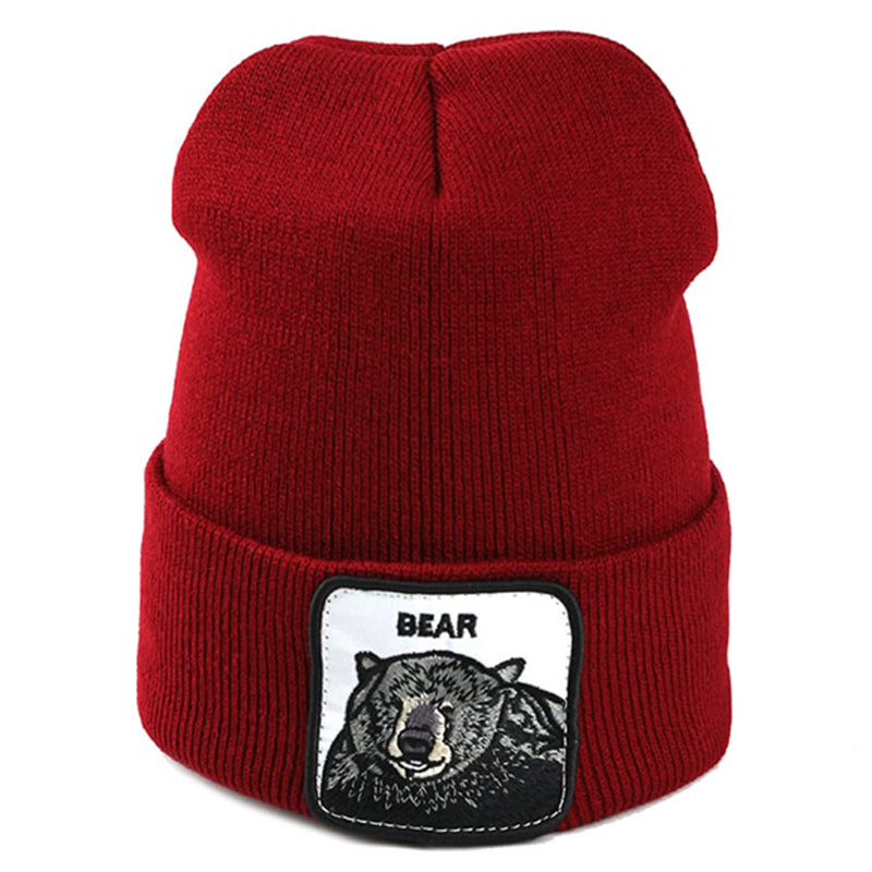Animal Bear Röd Uppvikt Mössa