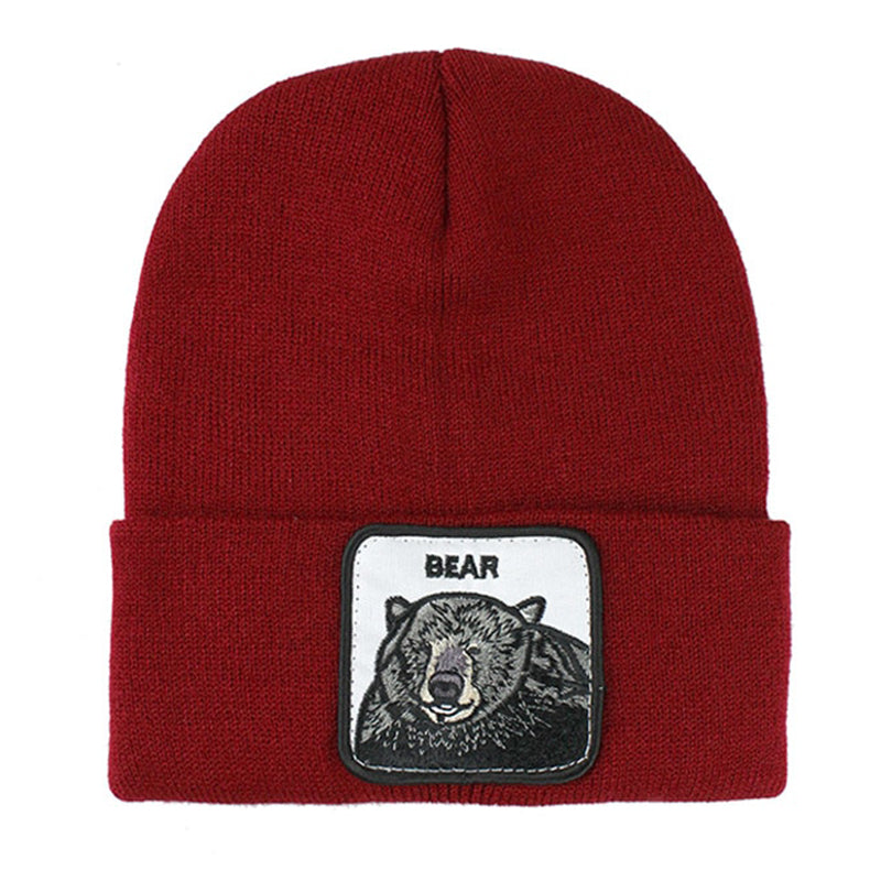 Animal Bear Röd Uppvikt Mössa