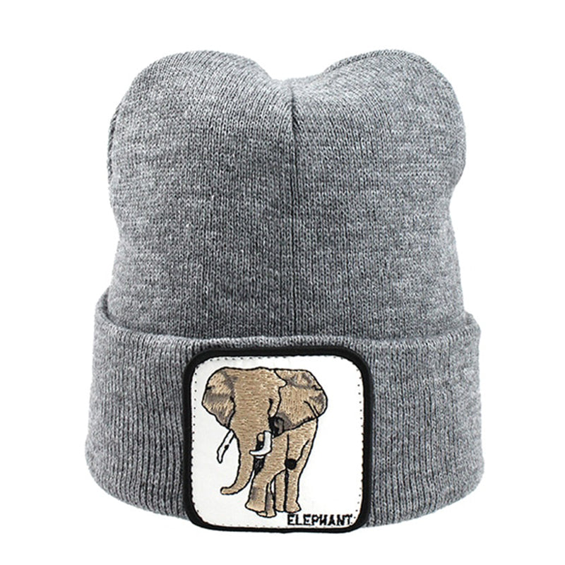 Animal Elephant Grå Uppvikt Mössa