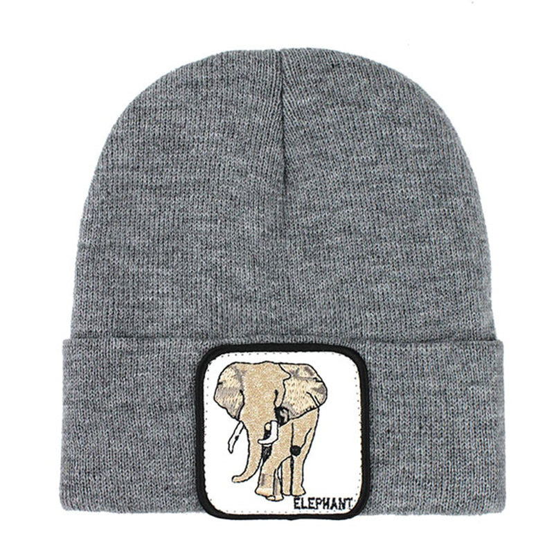 Animal Elephant Grå Uppvikt Mössa