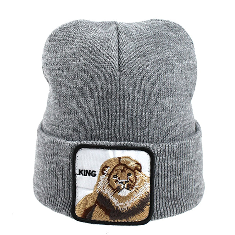 Animal King Grå Uppvikt Mössa