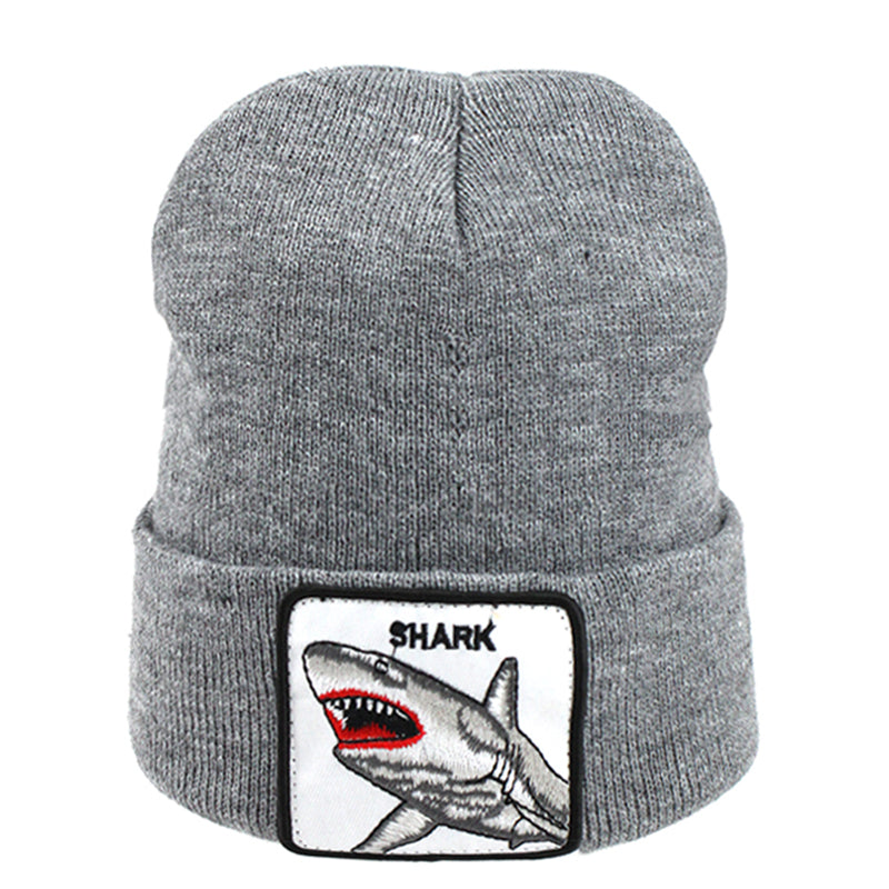 Animal Shark Grå Uppvikt Mössa