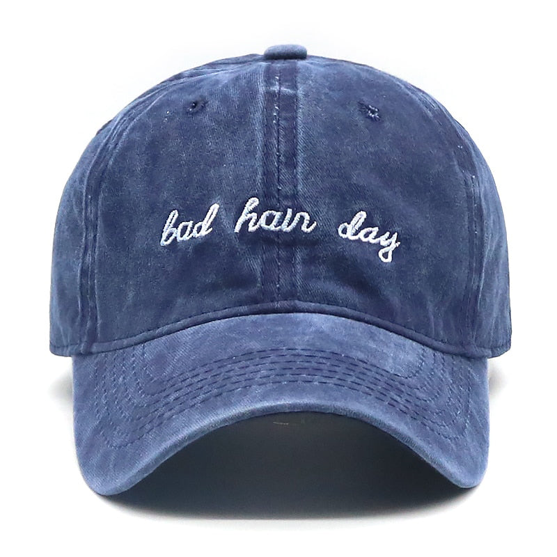 Bad Hair Day Navy Washed Adjustable