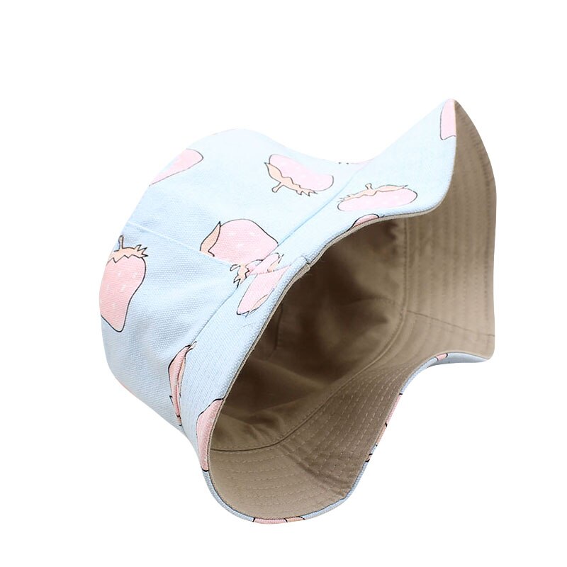 Pink Strawberries Foldable Ljusblå Bucket