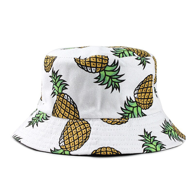 Vit bucket hat med ananas-brodyr