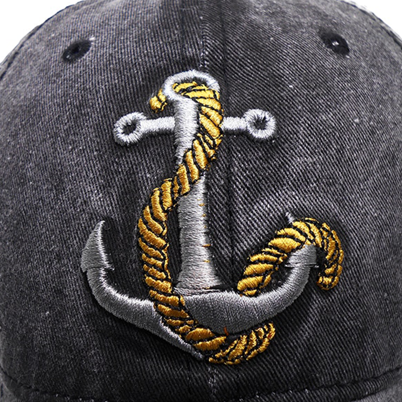 Vintage Anchor Washed Grå Justerbar Keps