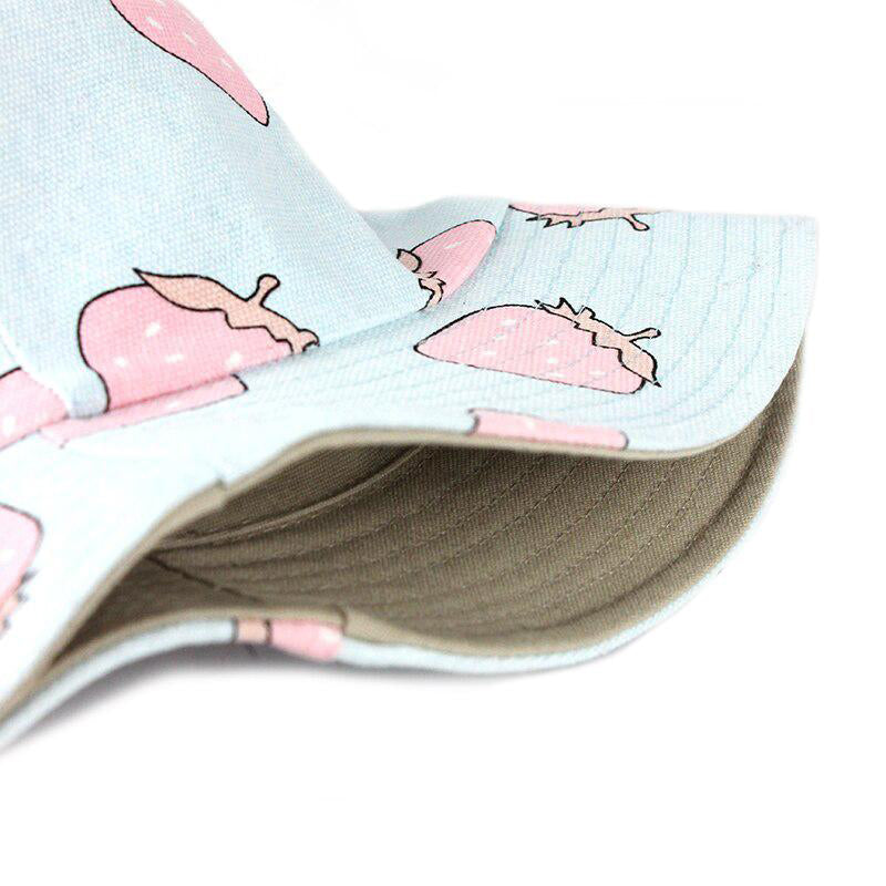 Pink Strawberries Foldable Ljusblå Bucket