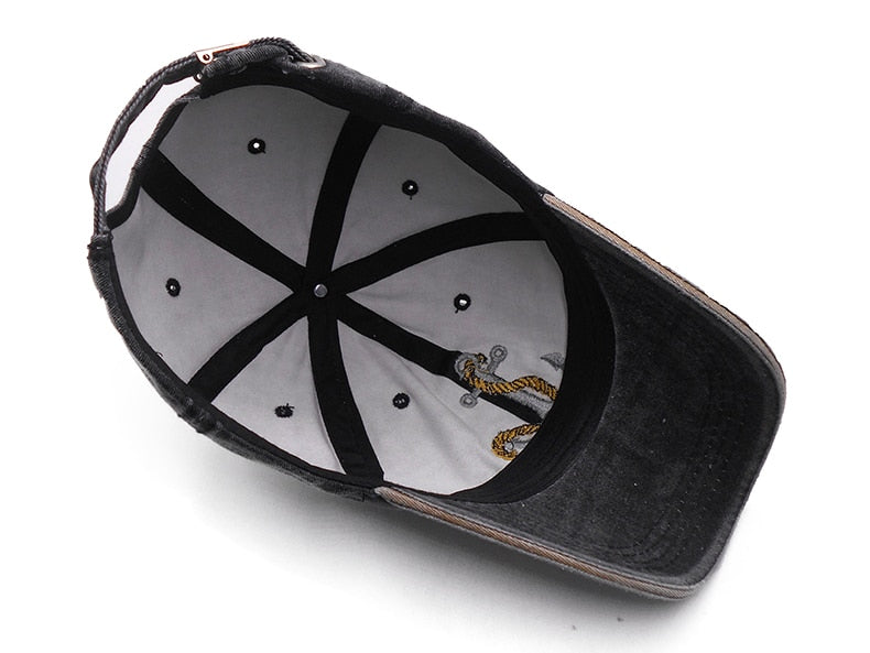 Vintage Anchor Washed Grå Justerbar Keps