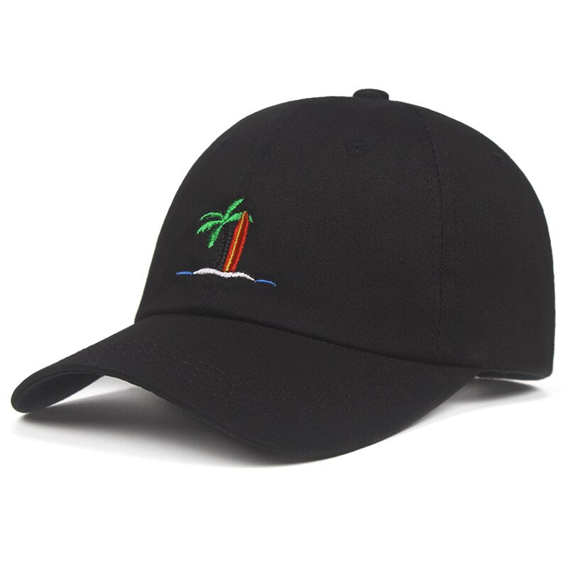 Palm Trees Surfboard Svart Dad Hat