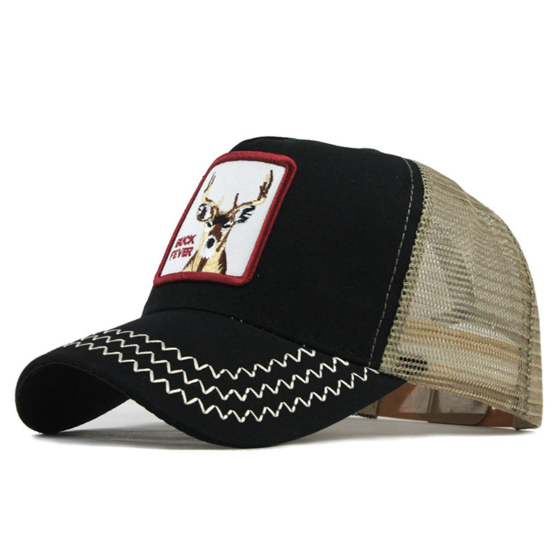 Svart trucker-keps med bock och texten buck fever broderad på tygpatch