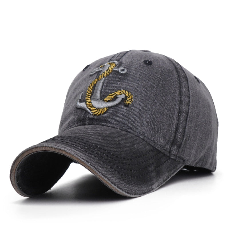 Vintage Anchor Washed Grå Justerbar Keps