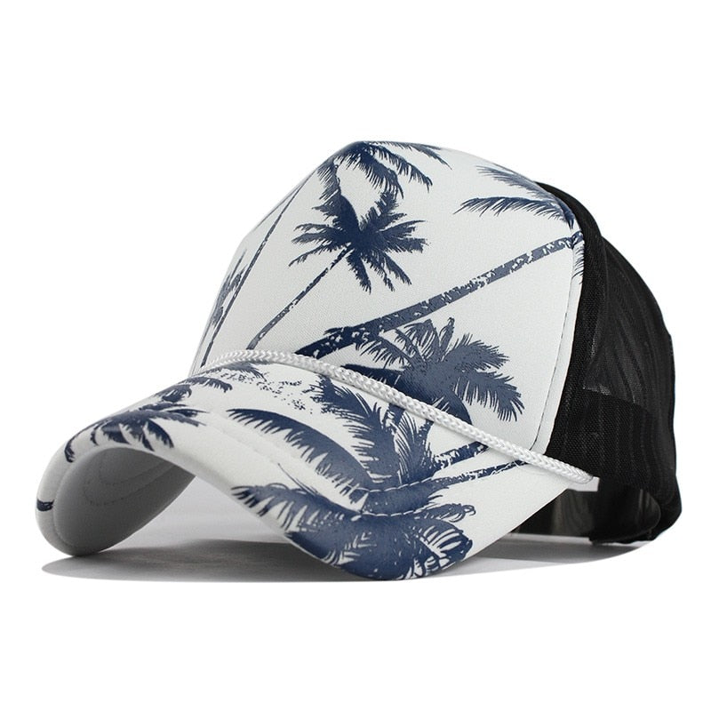 Palm Trees Mesh Vit Trucker Keps