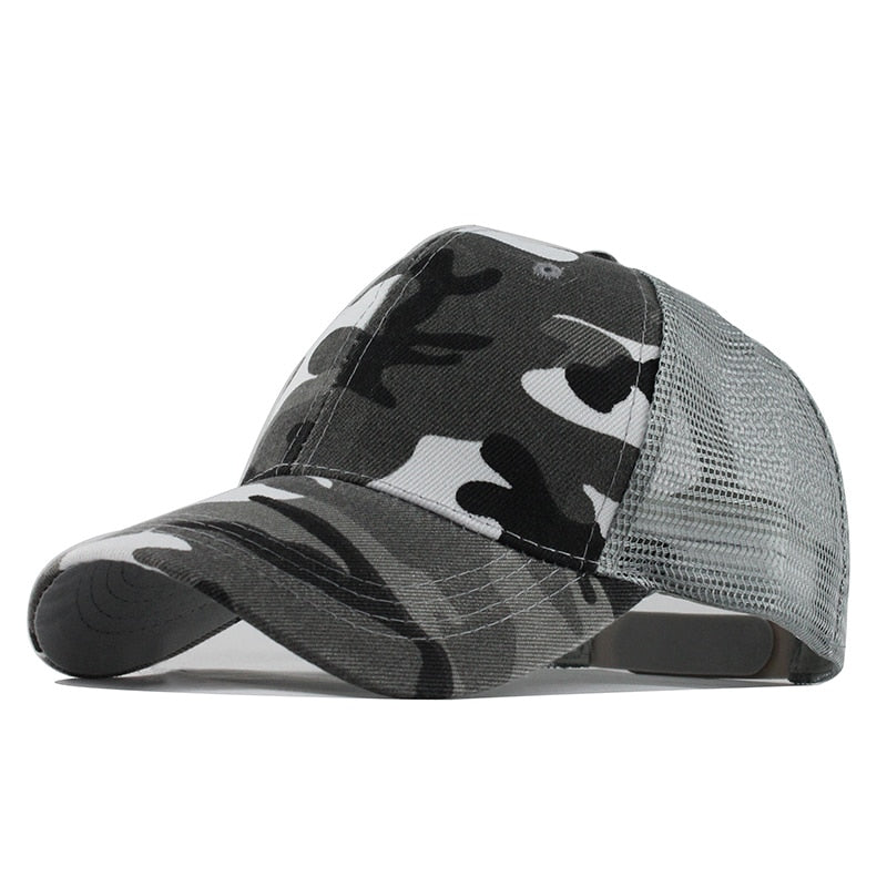 White Camo Army Mesh Trucker Keps