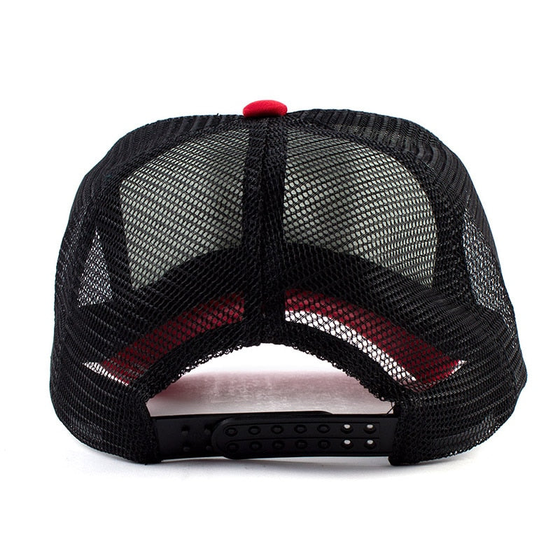 Vit Och Röd Retro Truckerkeps