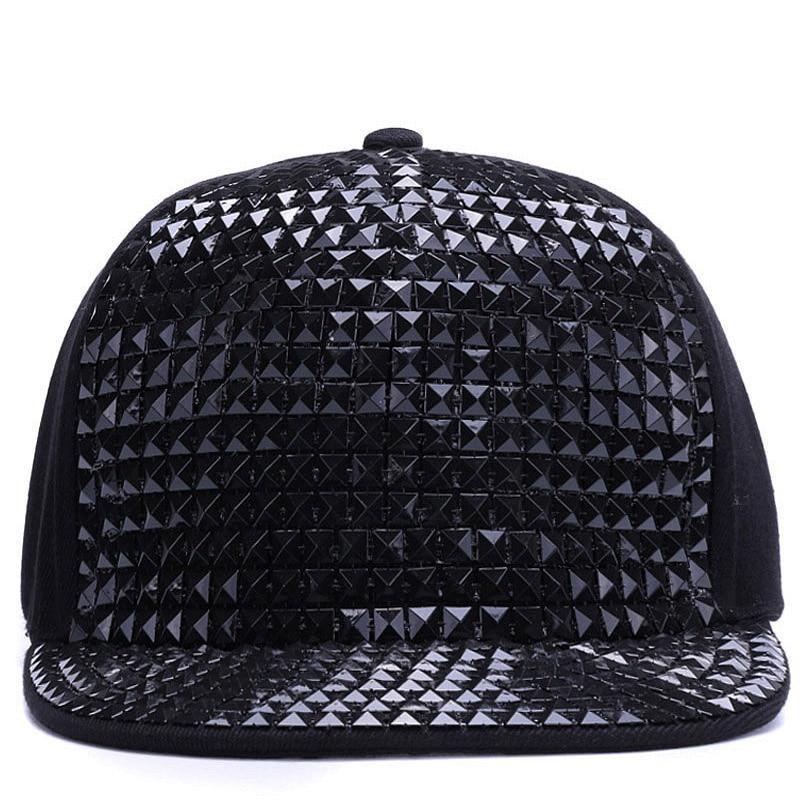 Rivet Panel Vintage Svart Snapback
