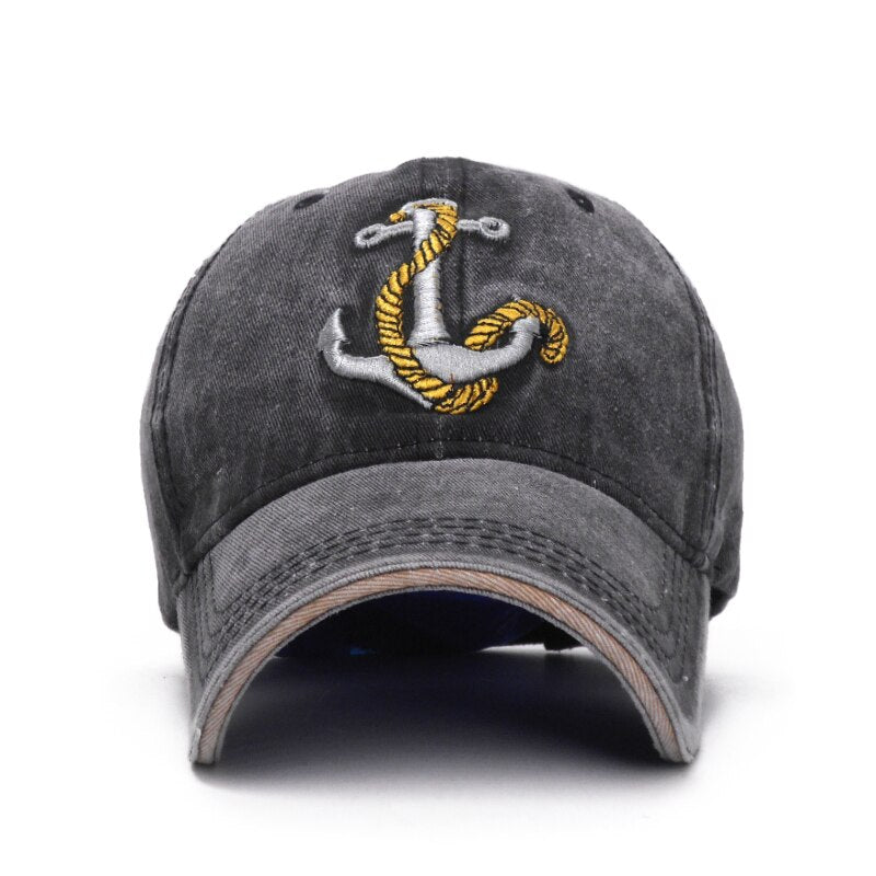 Vintage Anchor Washed Grå Justerbar Keps