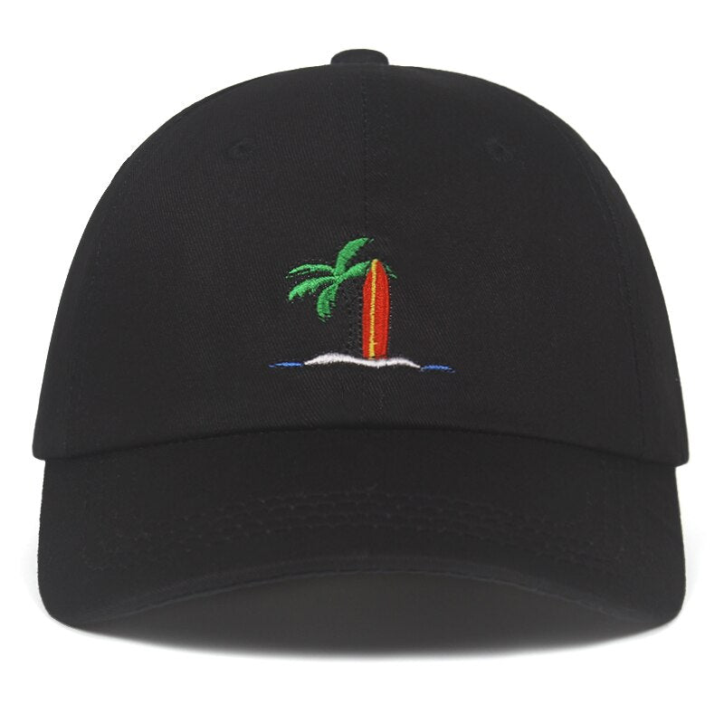 Palm Trees Surfboard Svart Dad Hat