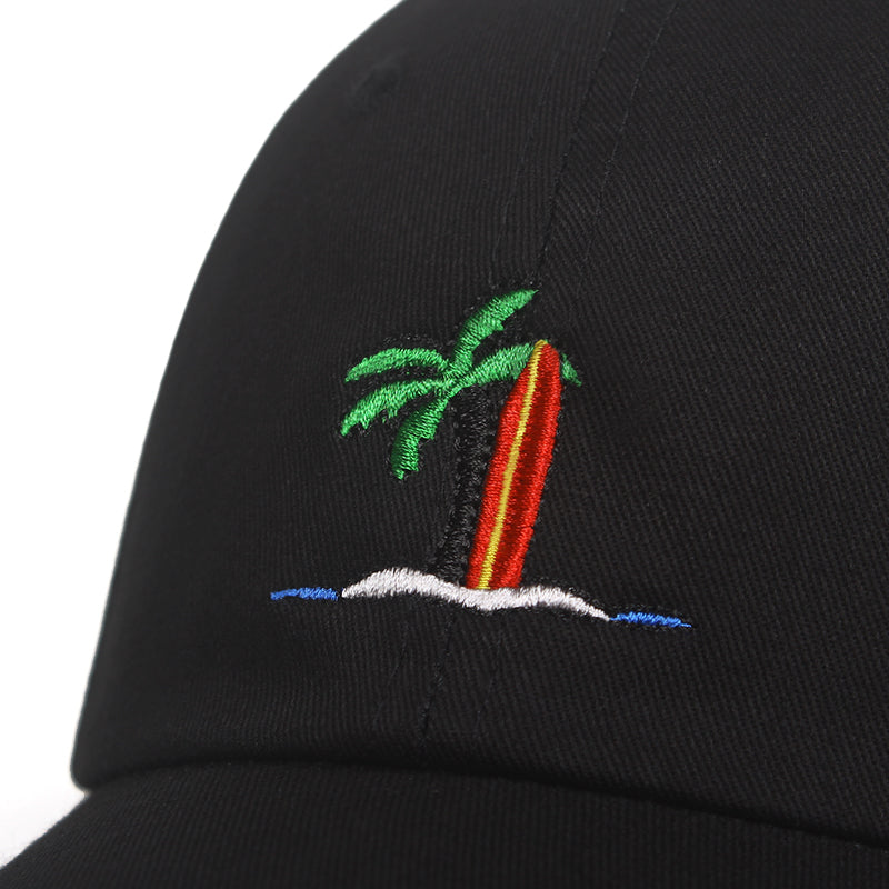 Palm Trees Surfboard Svart Dad Hat
