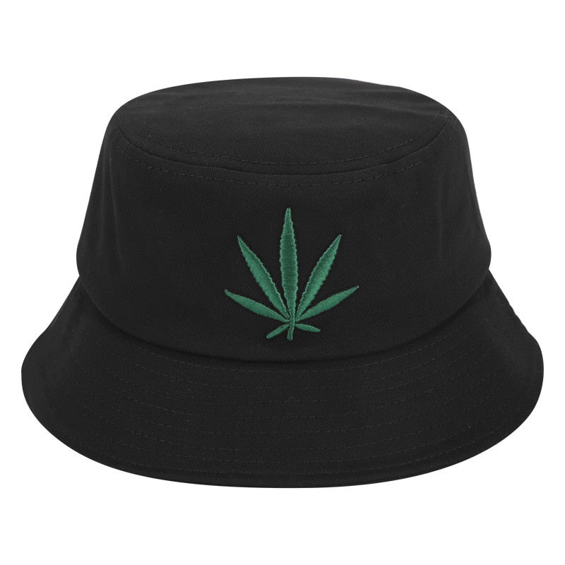 Svart Cannabis Bucket Hat