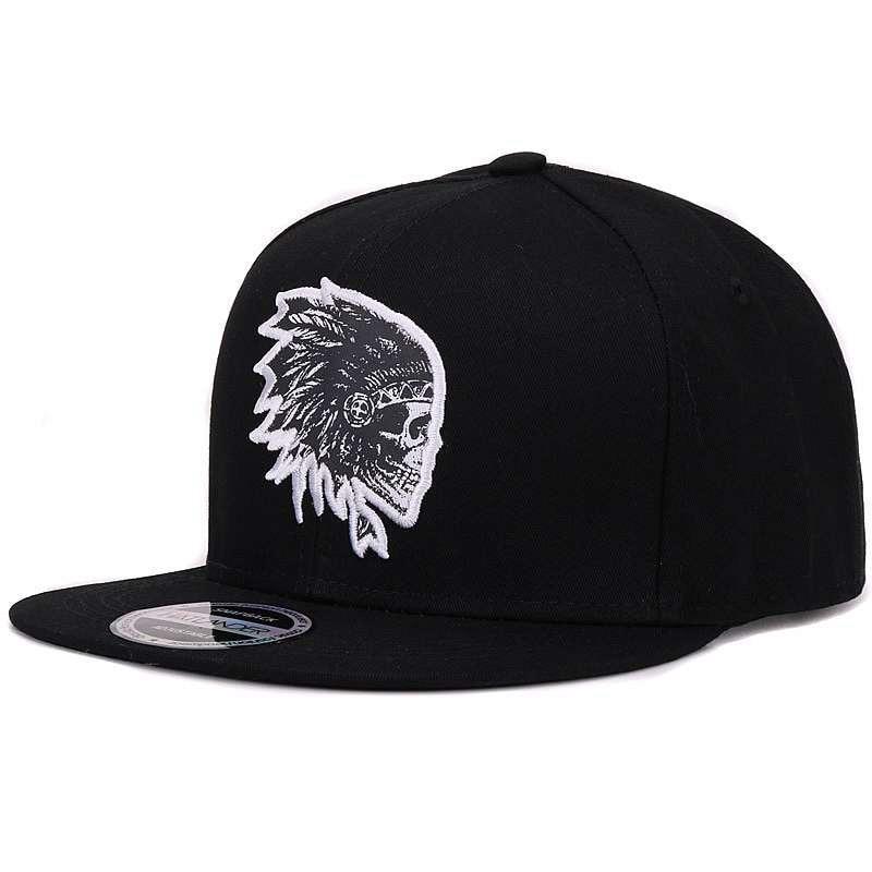 Indian Skull Chief Svart Snapback