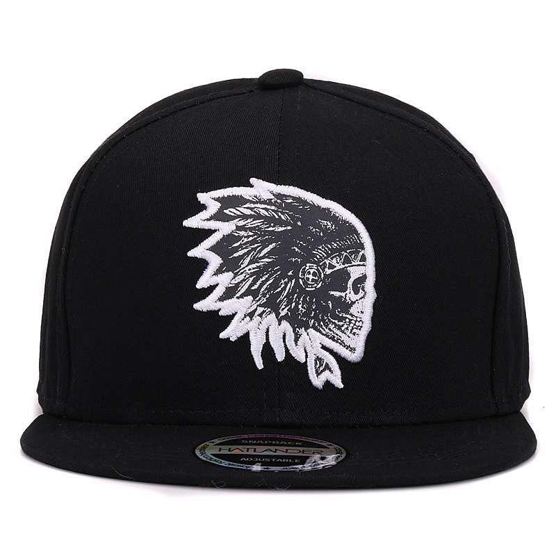 Indian Skull Chief Svart Snapback